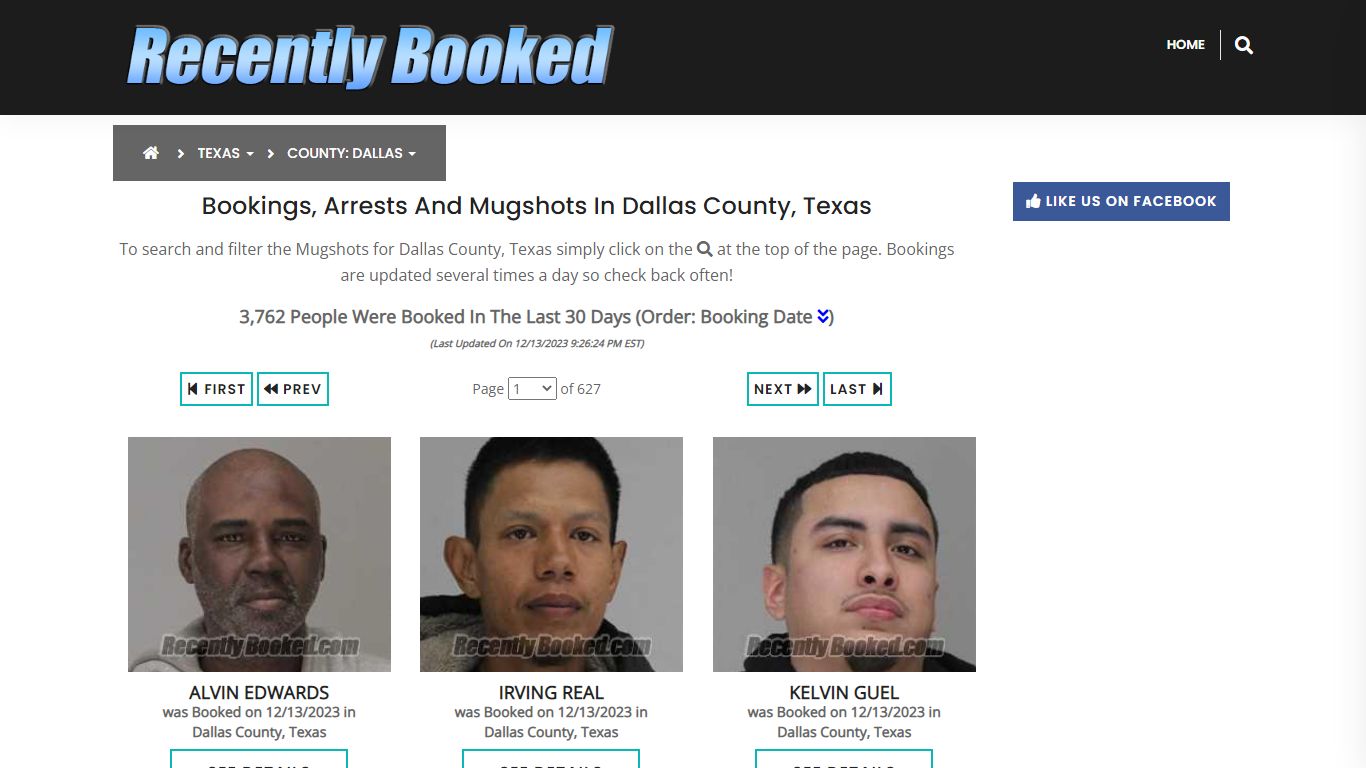 Recent bookings, Arrests, Mugshots in Dallas County, Texas